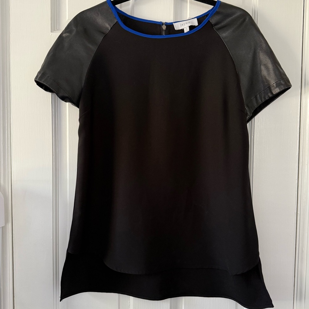 Black Top with Faux leather sleeves